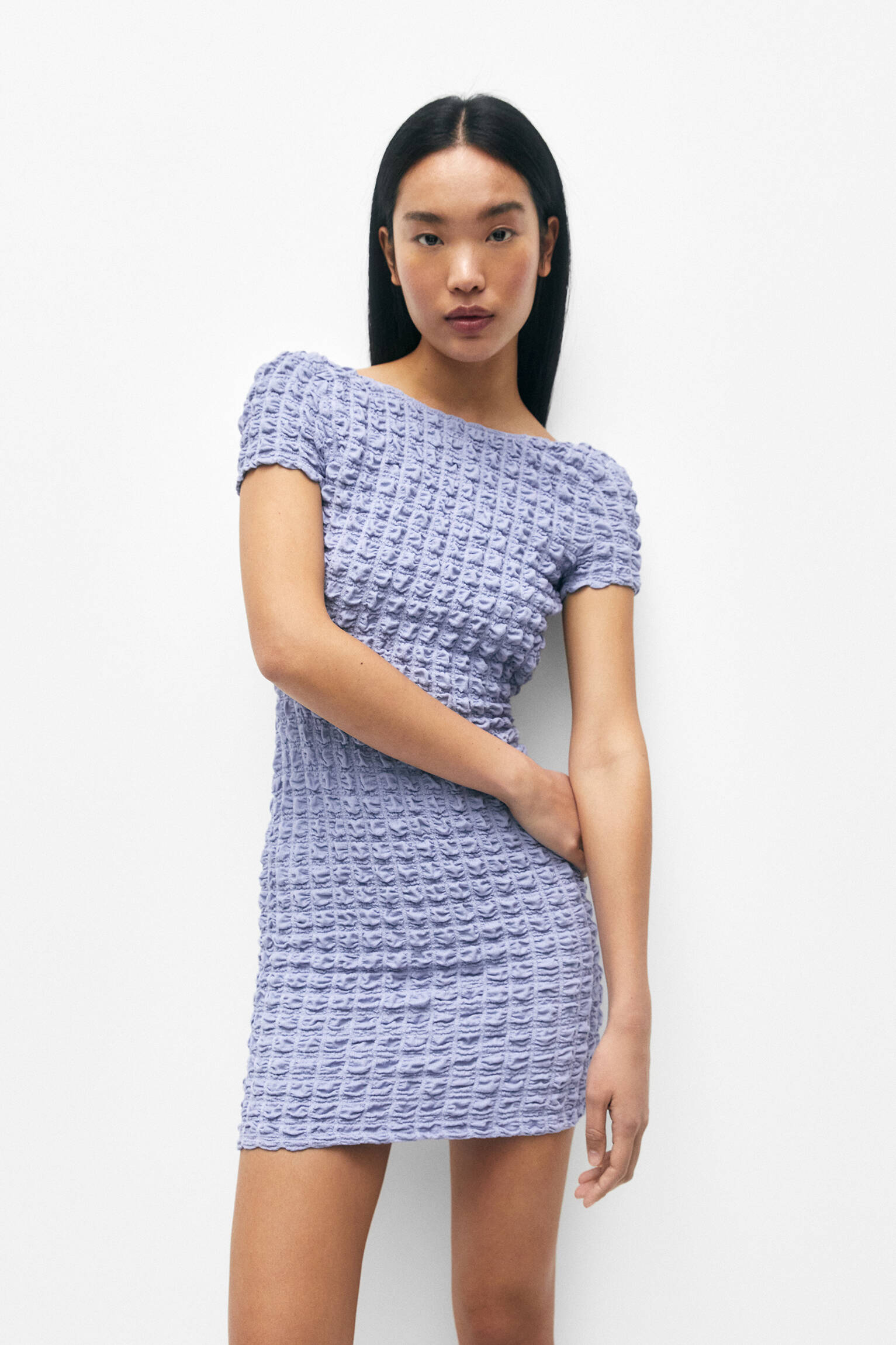VESTIDO CURTO TEXTURIZADO - MALVA