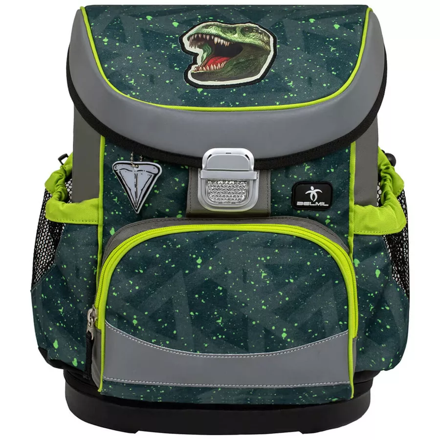 Belmil Schulranzen Mini Fit Schulranzen Set 5-teilig mit Brustgurt T-rex Roar