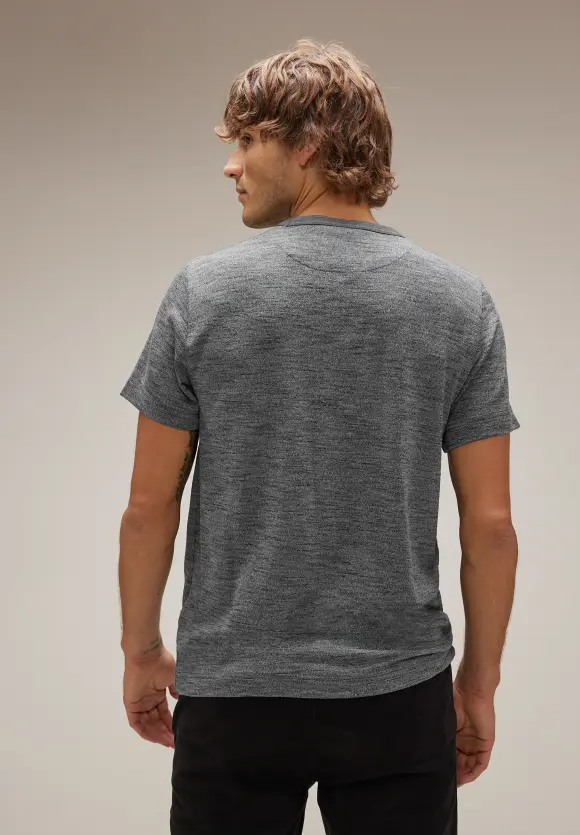 Melange Strick T-Shirt - stone grey melange
