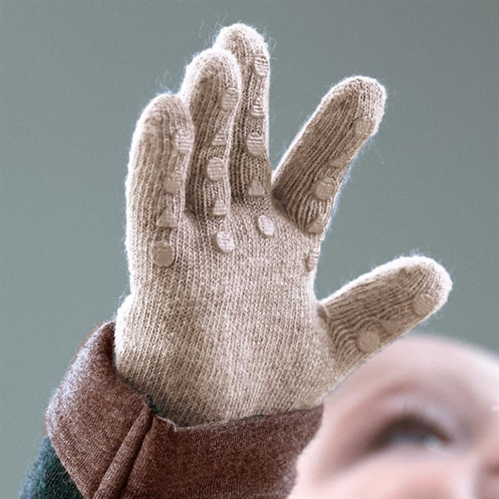 Uld Grip Gloves Sand - Gobabygo → Luksusbaby.dk