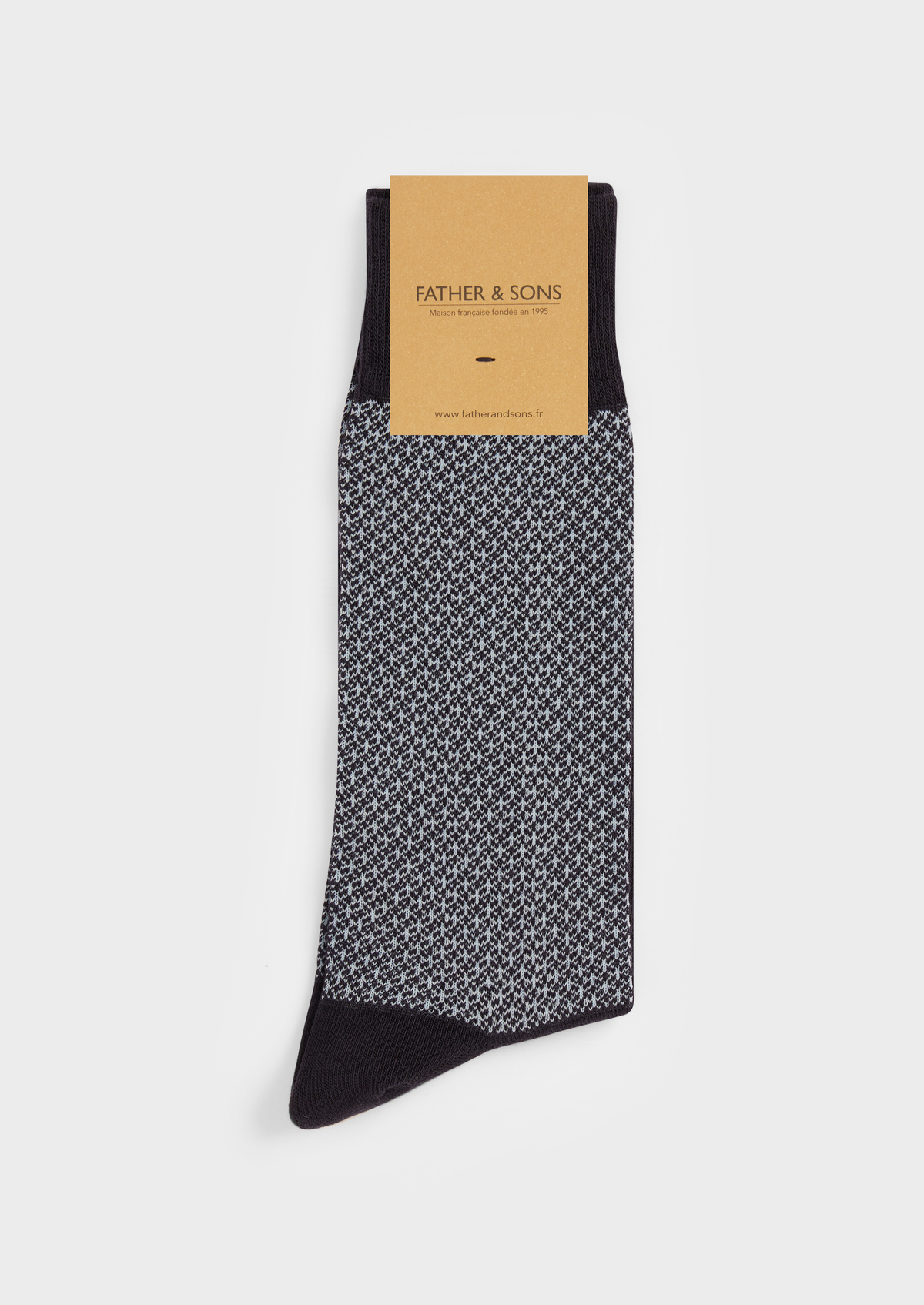 Chaussettes en coton bio mélangé bleu marine à motif fantaisie bleu ciel