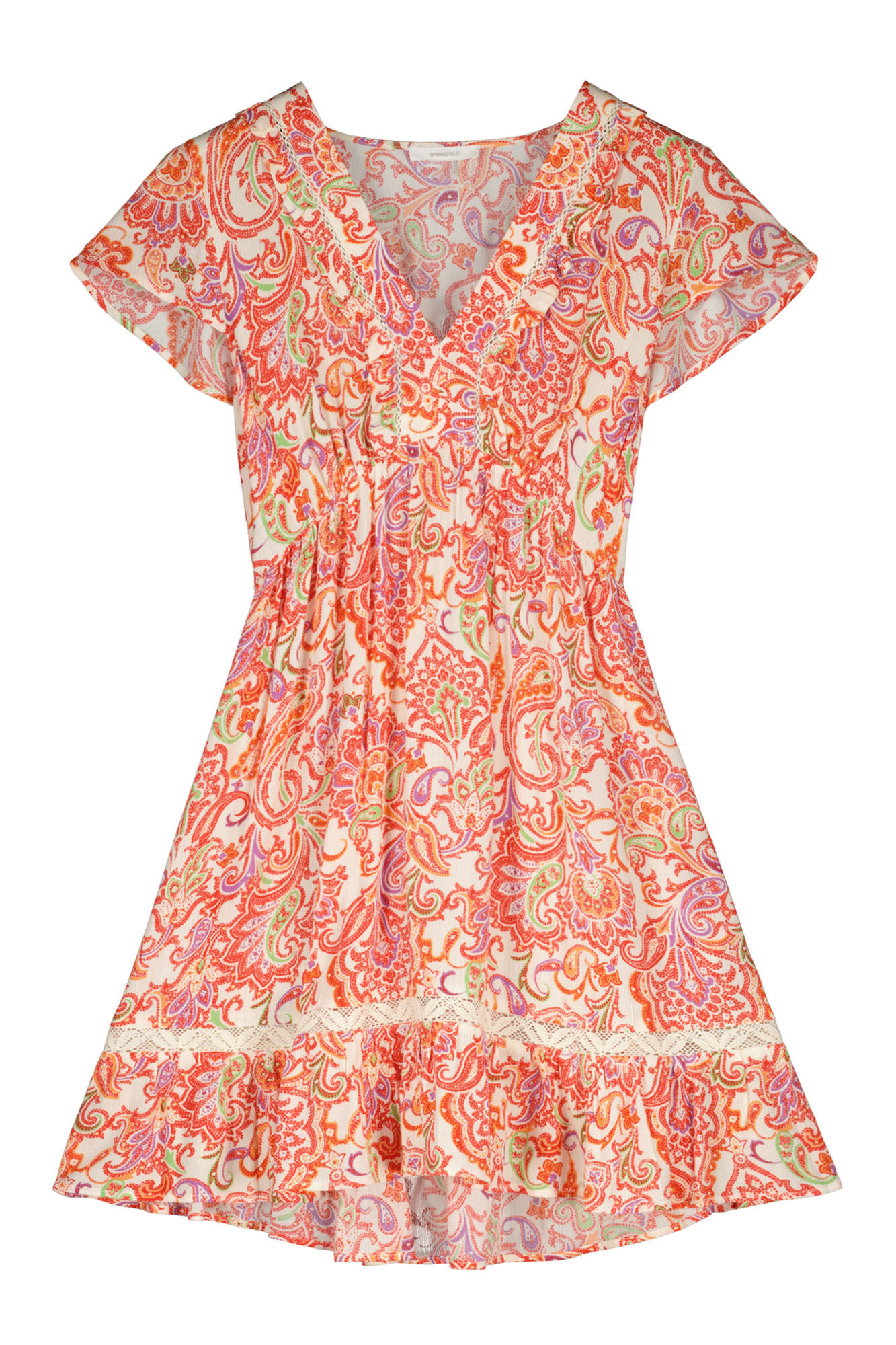 Vestido com estampa de renda