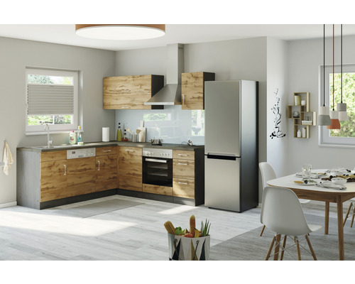 Held Furniture hoekkeuken zonder apparatuur Sorrento 210 cm eiken mat gedemonteerd omkeerbaar model 1014.6282