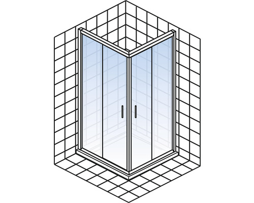 Hoekinstap met schuifdeur Schulte Kristall/Trend 80x80 cm helder glasprofiel kleur chroom