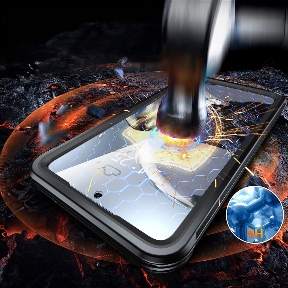 Samsung Galaxy S25 FE Magnetische Alu Schutzhülle mit Panzer Glas Backcover   Display- / Kameraglasschutz MagSafe-Modul - Schwarz