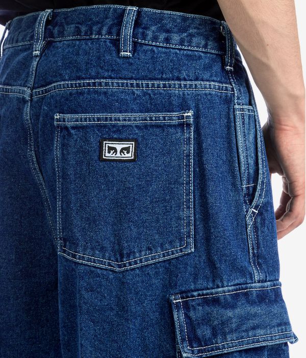 Obey Bigwig Denim Cargo Shorts (stone wash indigo)