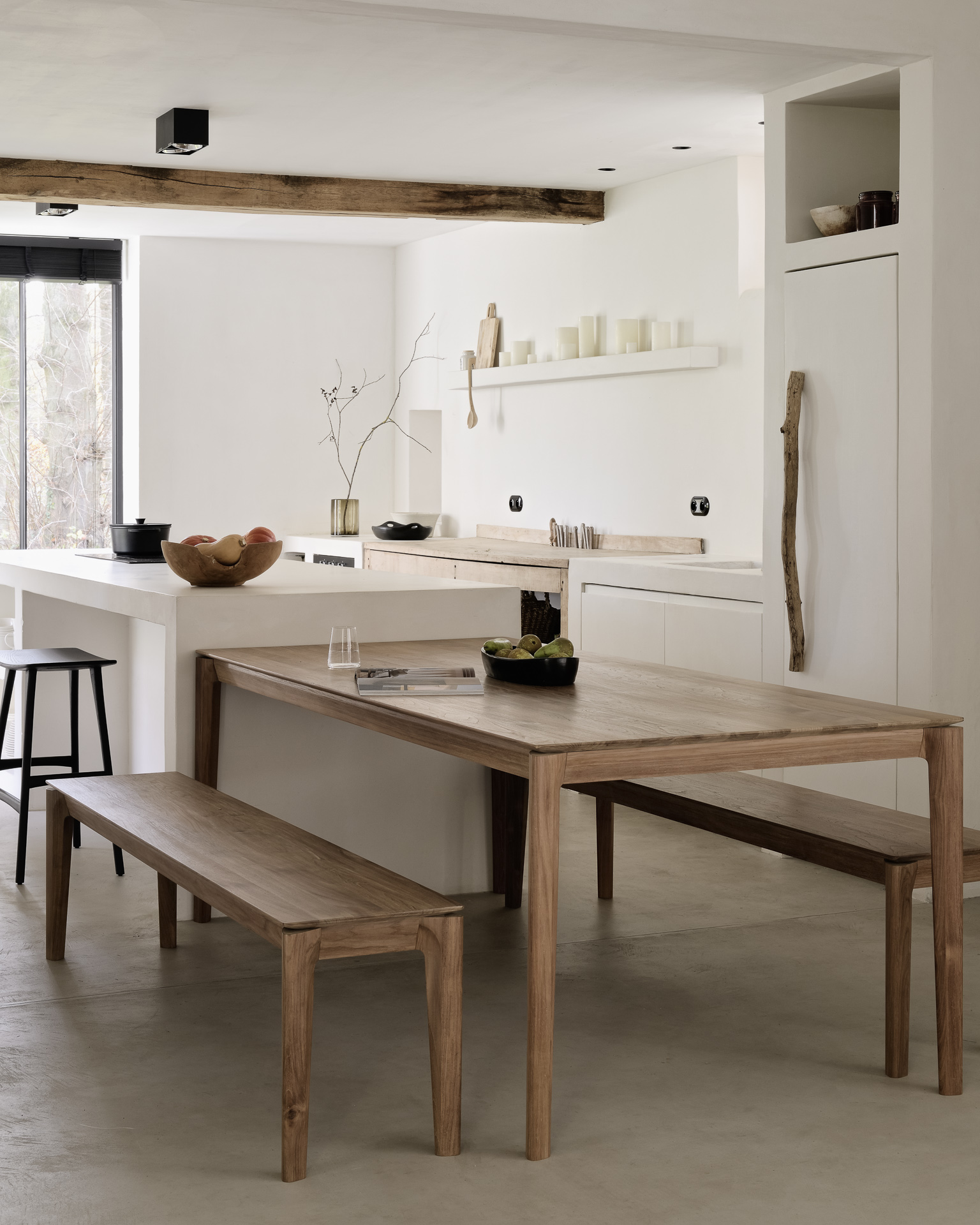 Bok bank - teak - 186cm - onbehandeld