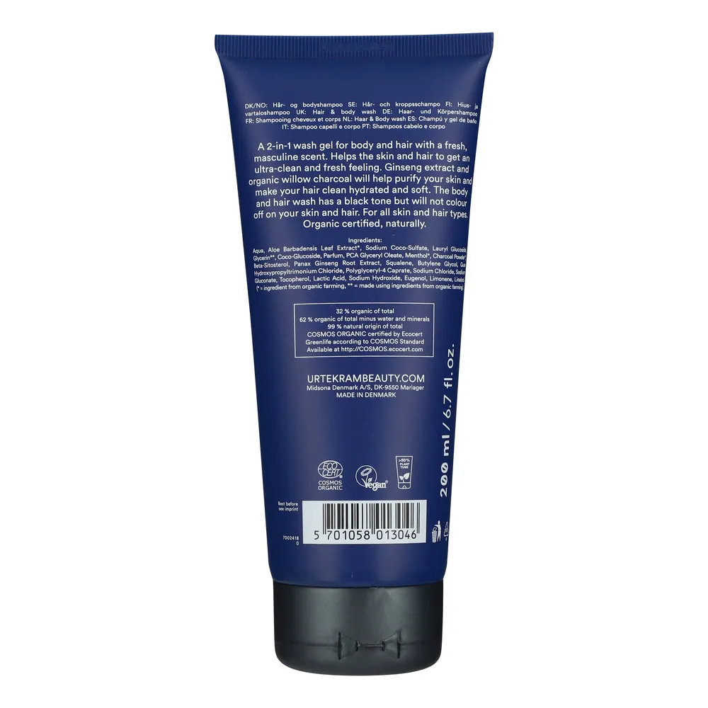 Urtekram Men 2-in-1 Hair & Body Wash - 200 ml.