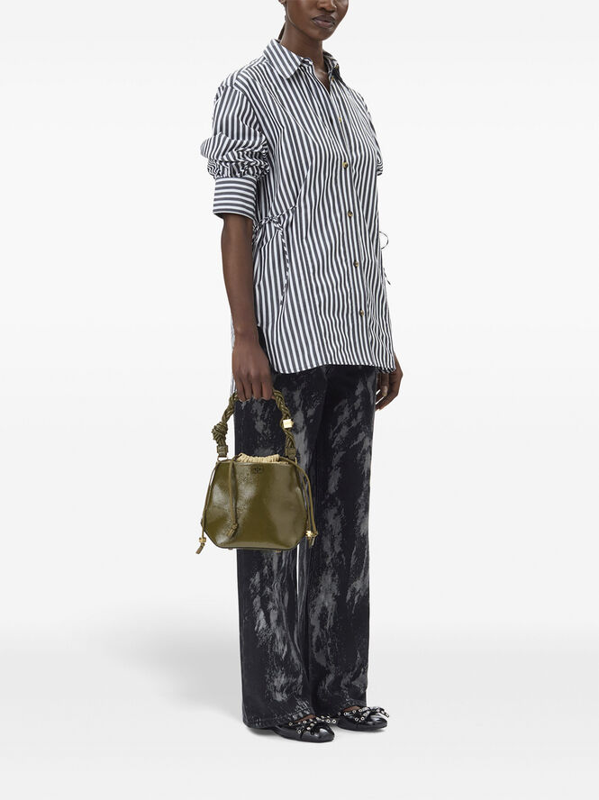 Ganni Ganni Bou Bucket Bag Patent Military olive
