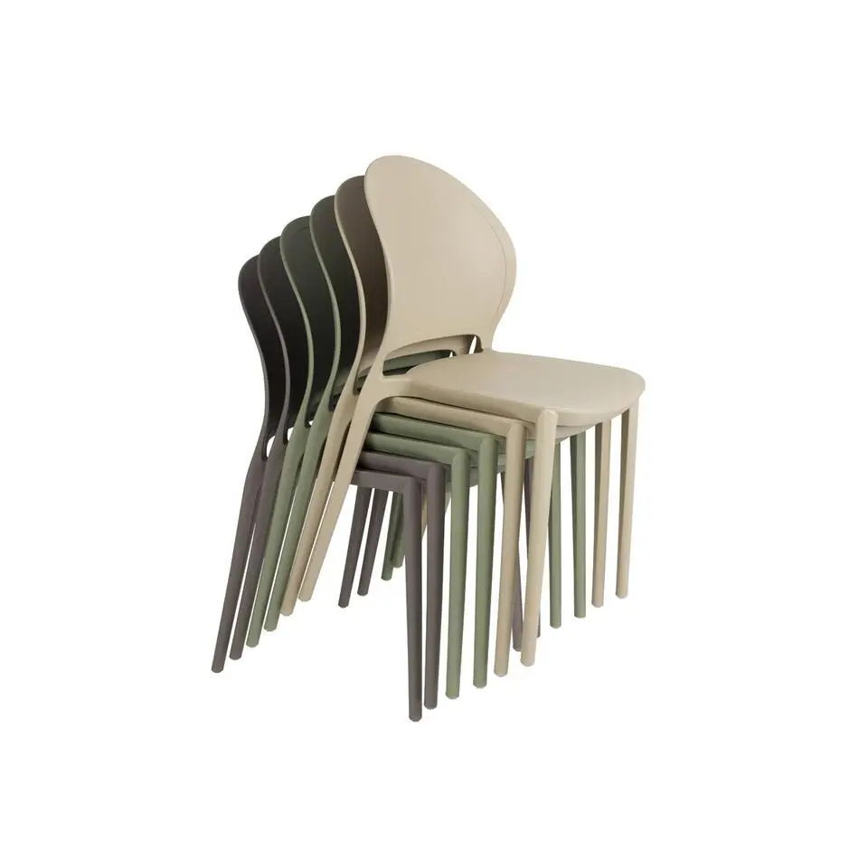 Tuinstoel Kunstof Groen - Zitdiepte 43cm - 52x45x82cm - Sjoerd - Set van 4