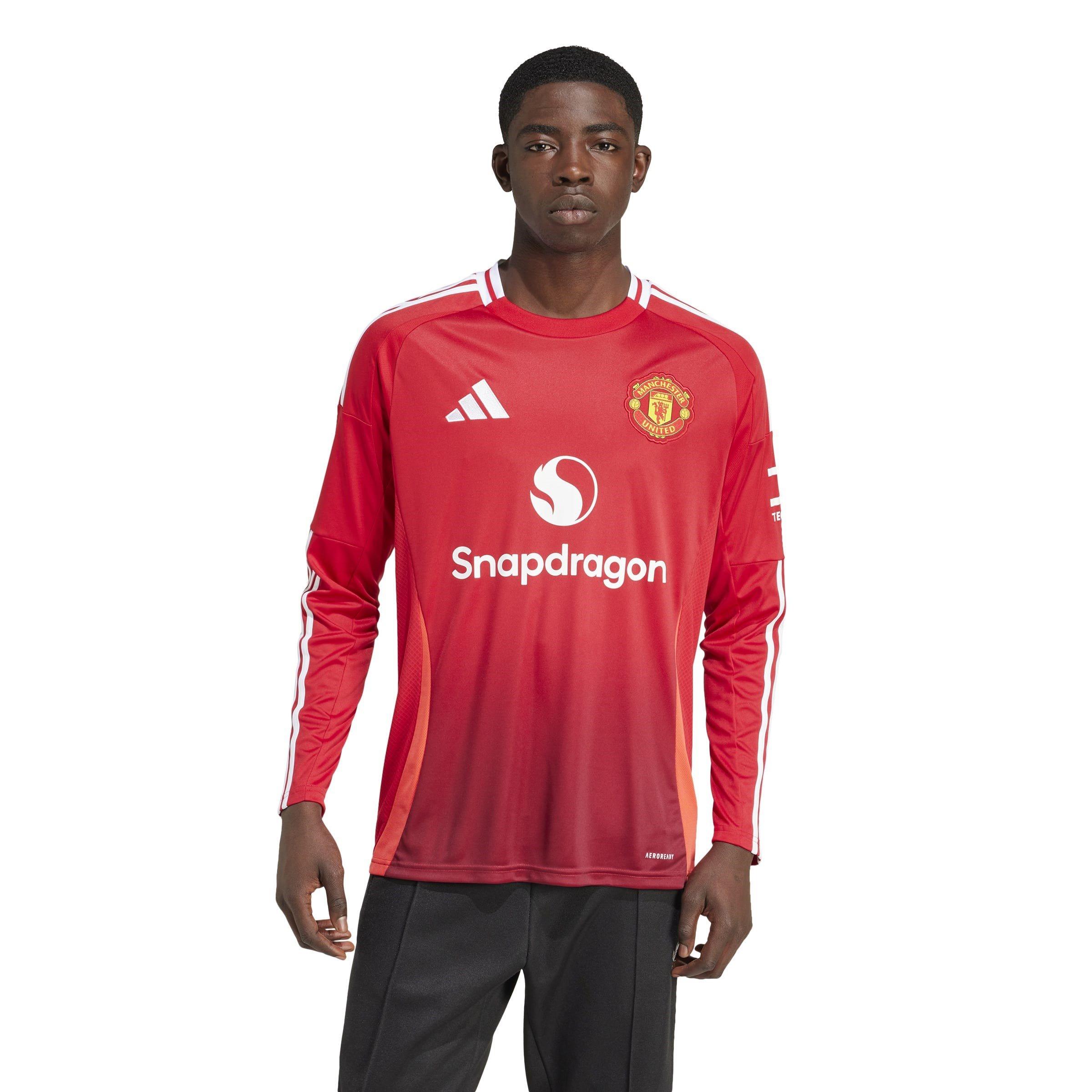adidas Manchester United Home Long Sleeve Shirt 2024 2025 Adults