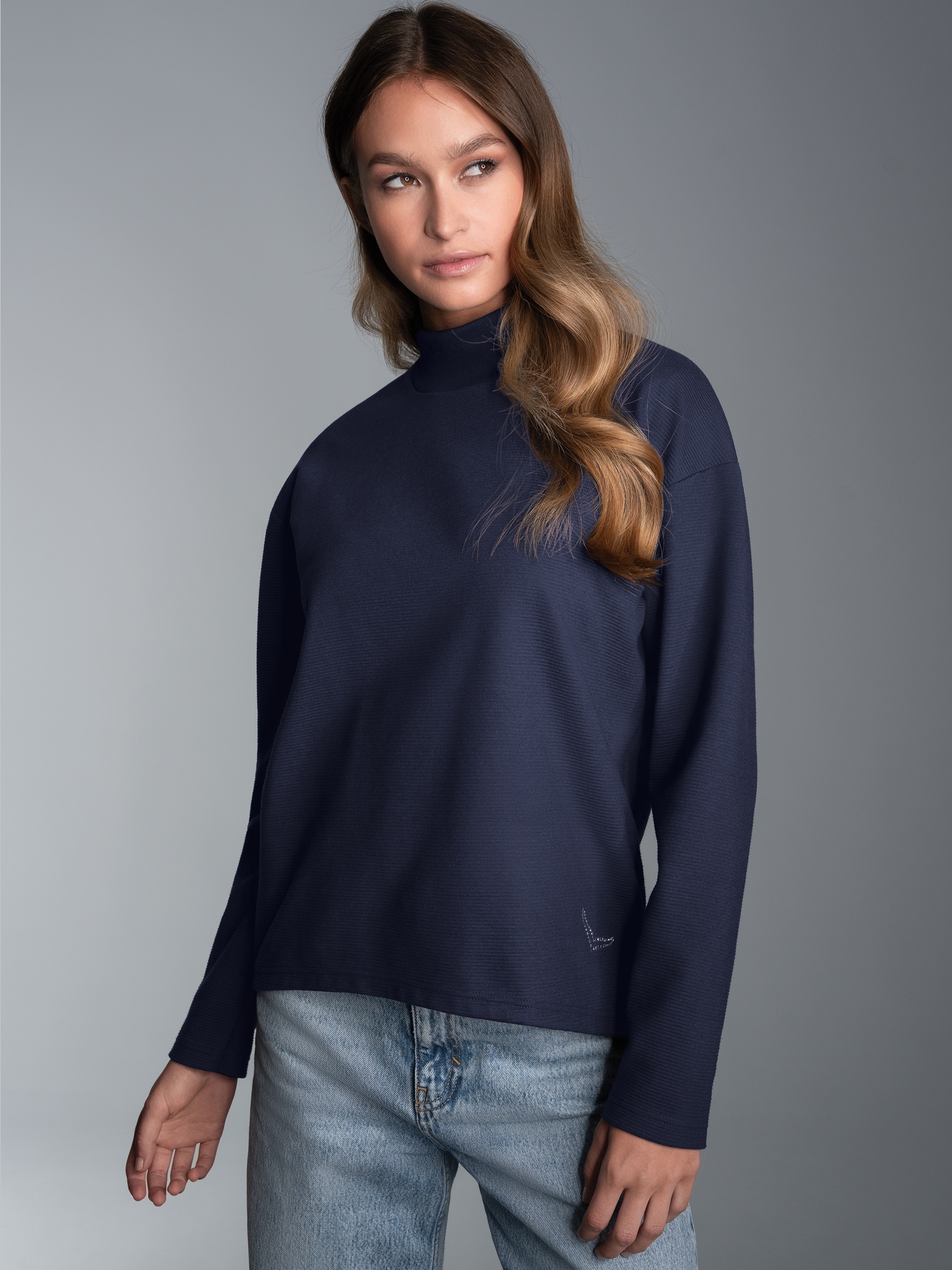 Sweatshirt mit Stehkragen Navy