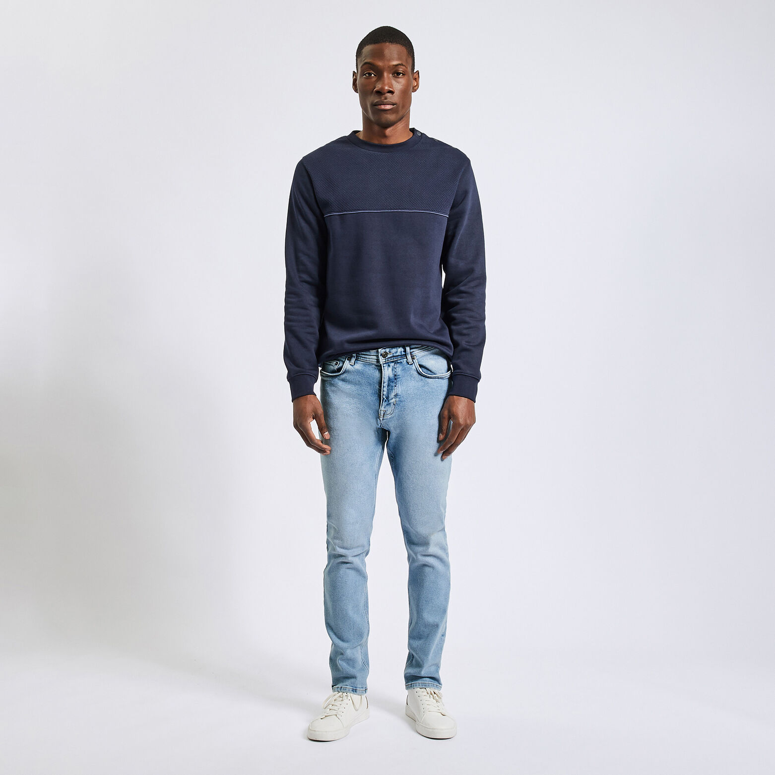 Jean straight en coton recyclé Bleu