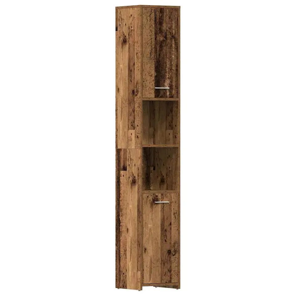 vidaXL - Kolomkast met 2 deuren 2 vakken - Zwart eiken - Hout - 30x30x183.5 cm