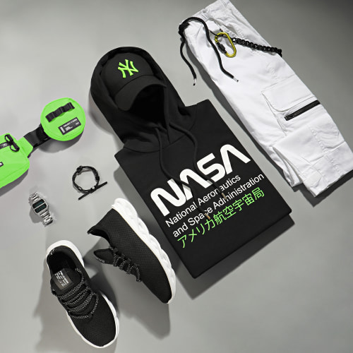 Sweat Capuche Admin 2 Noir Vert Fluo