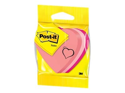Post-it 2007H - Noter - 70 x 70 mm - hjerte - 225 ark - rosa, fiolett, rosa