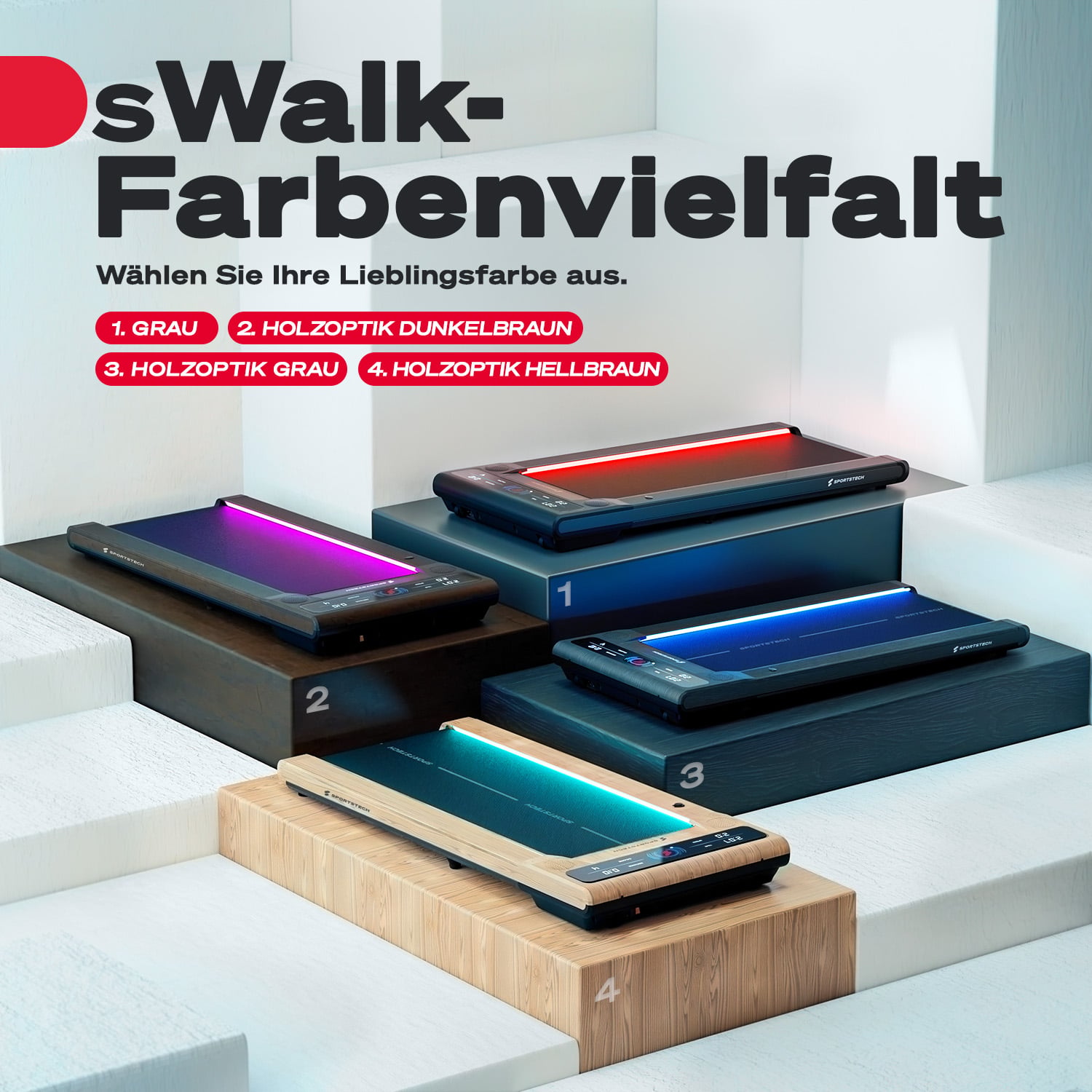 sWalk Laufband - Holzoptik grau