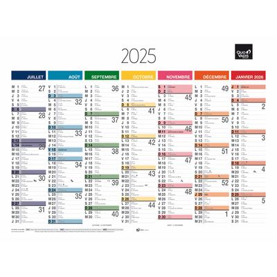 Quo Vadis Arc en Ciel - Calendrier 7 mois par face - 40,5 x 55 cm