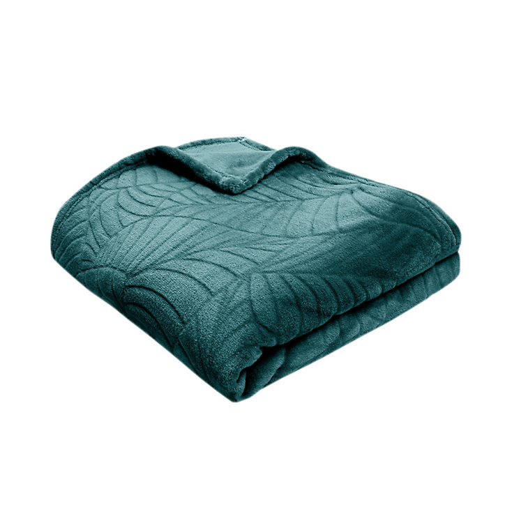 Plaid Avery palm bleu JBY Creation L.180 x l.120 cm