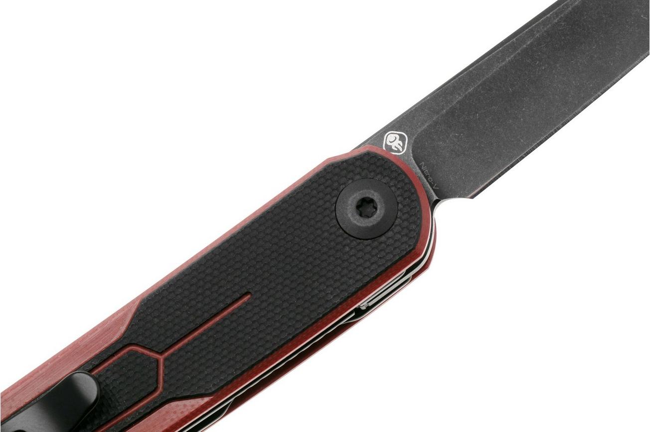 Civivi KwaiQ C23015-1 Blackwashed Nitro-V, Milled Burgundy Black G10, zakmes