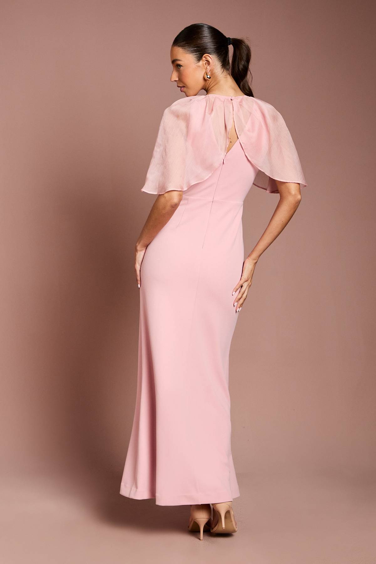 Coast Robe Longue à Manches Cape avec Détails Froncés