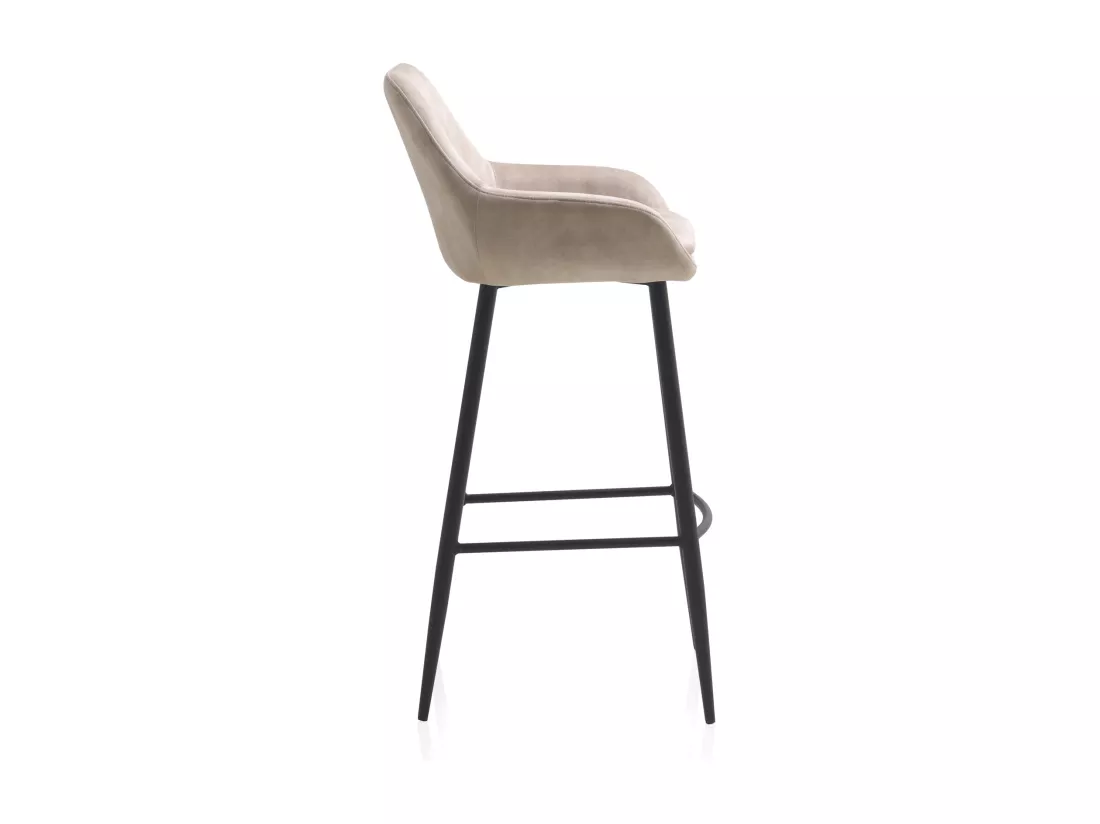 Lot de 2 tabourets rembourrés de couleur beige et pieds métal noir