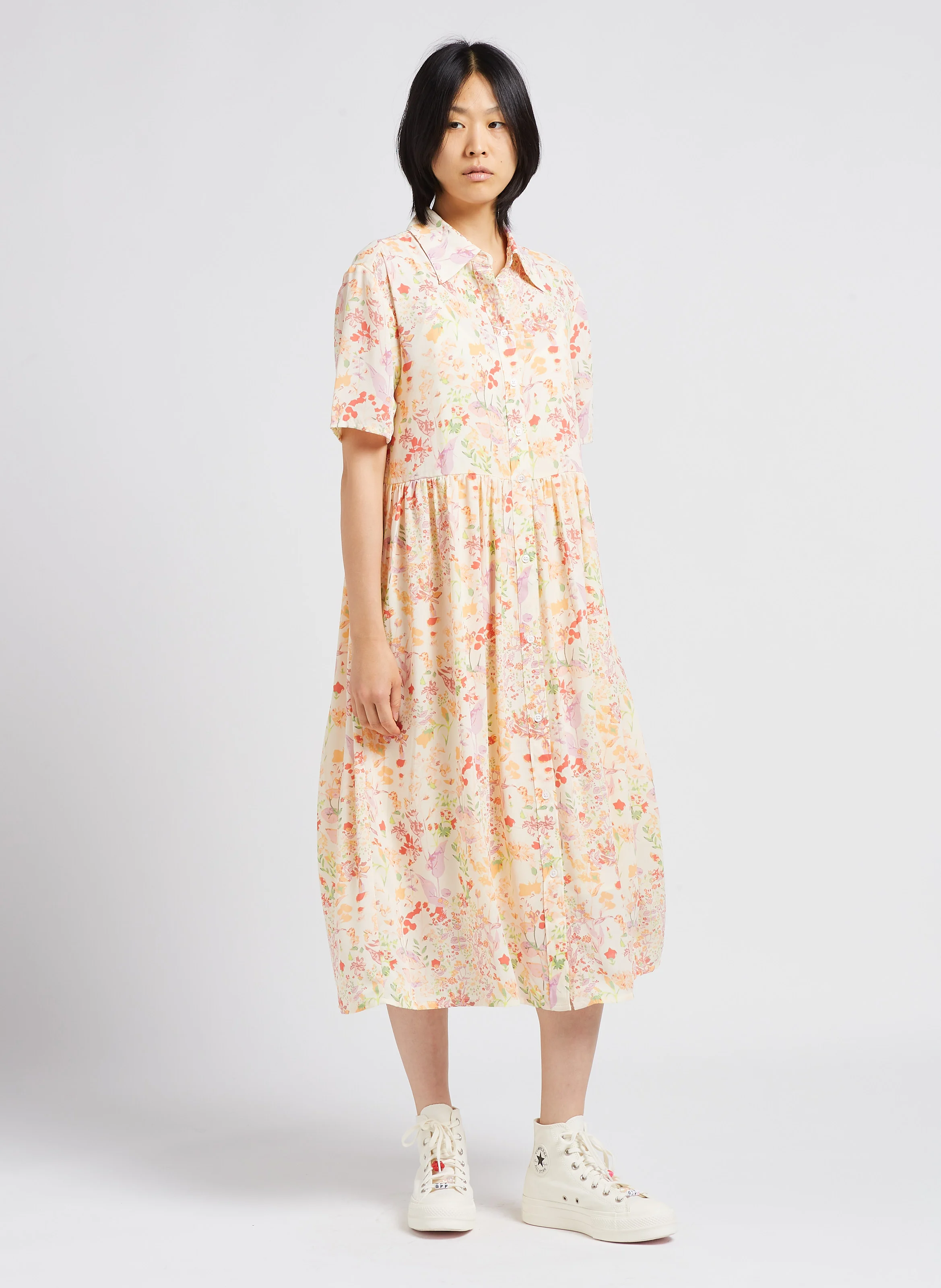 RHIANNON SS DRESS - Robe chemise mi-longue à imprimé floral | Multicolore