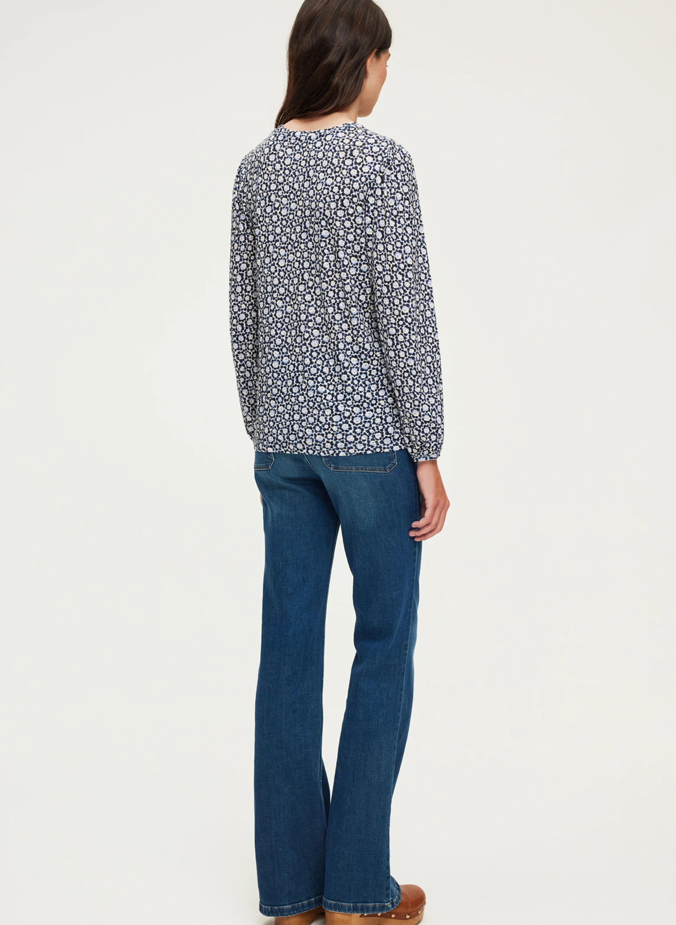 ALEXANDRA - Tee-shirt manches longues en coton mélangé | Bleu