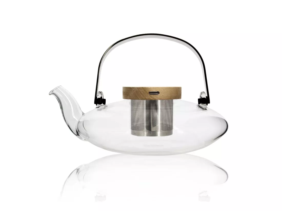 Ogo Living - Theiere Sophia 500ml En Verre Borosilicate Avec Couvercle Acacia