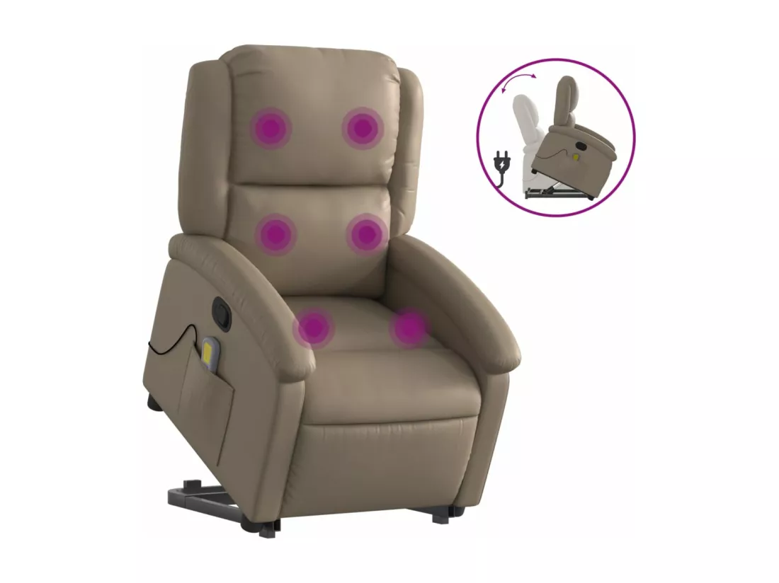 Fauteuil inclinable massant Cappuccino Similicuir