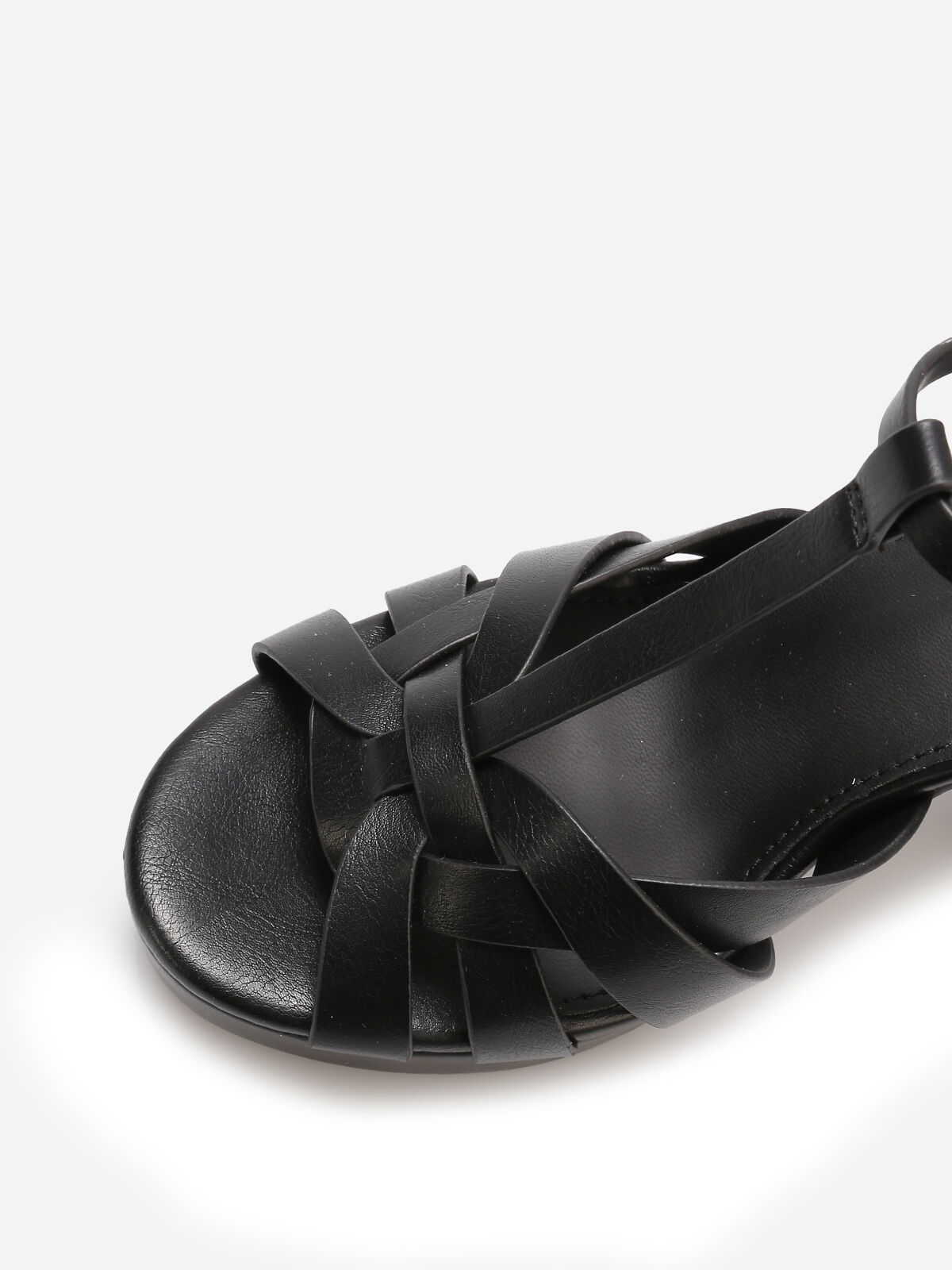 Sandales à talon et brides entremêlés- Noir