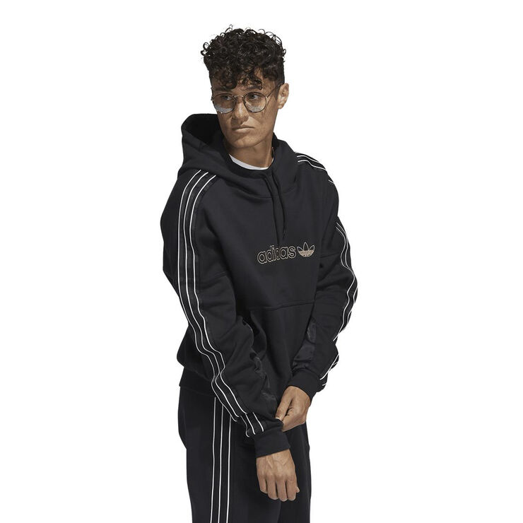 adidas satin paneled hoodie Sort