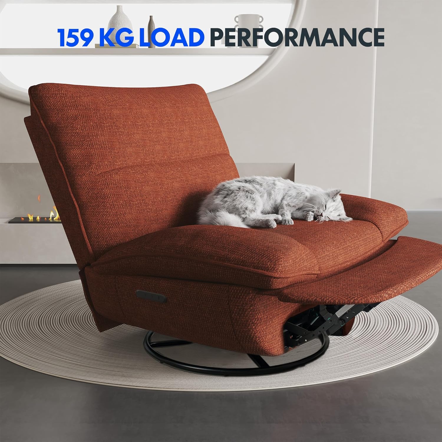 FLEXISPOT Relaxsessel, XC6, Manueller Sessel, Schlafsessel, Drehsessel mit Rocking, Liegesessel im Wohnzimmer, Fernsehsessel mit verstellbare Rückenlehne, Ruhesessel (Orange Brown)