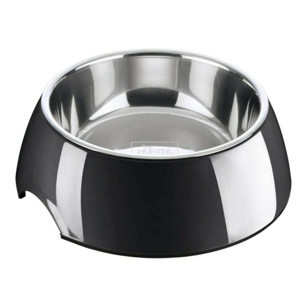 Mangeoire pour chiens acier inoxydable mélamine noir (18,5 x 18,5 x 9,5 cm)