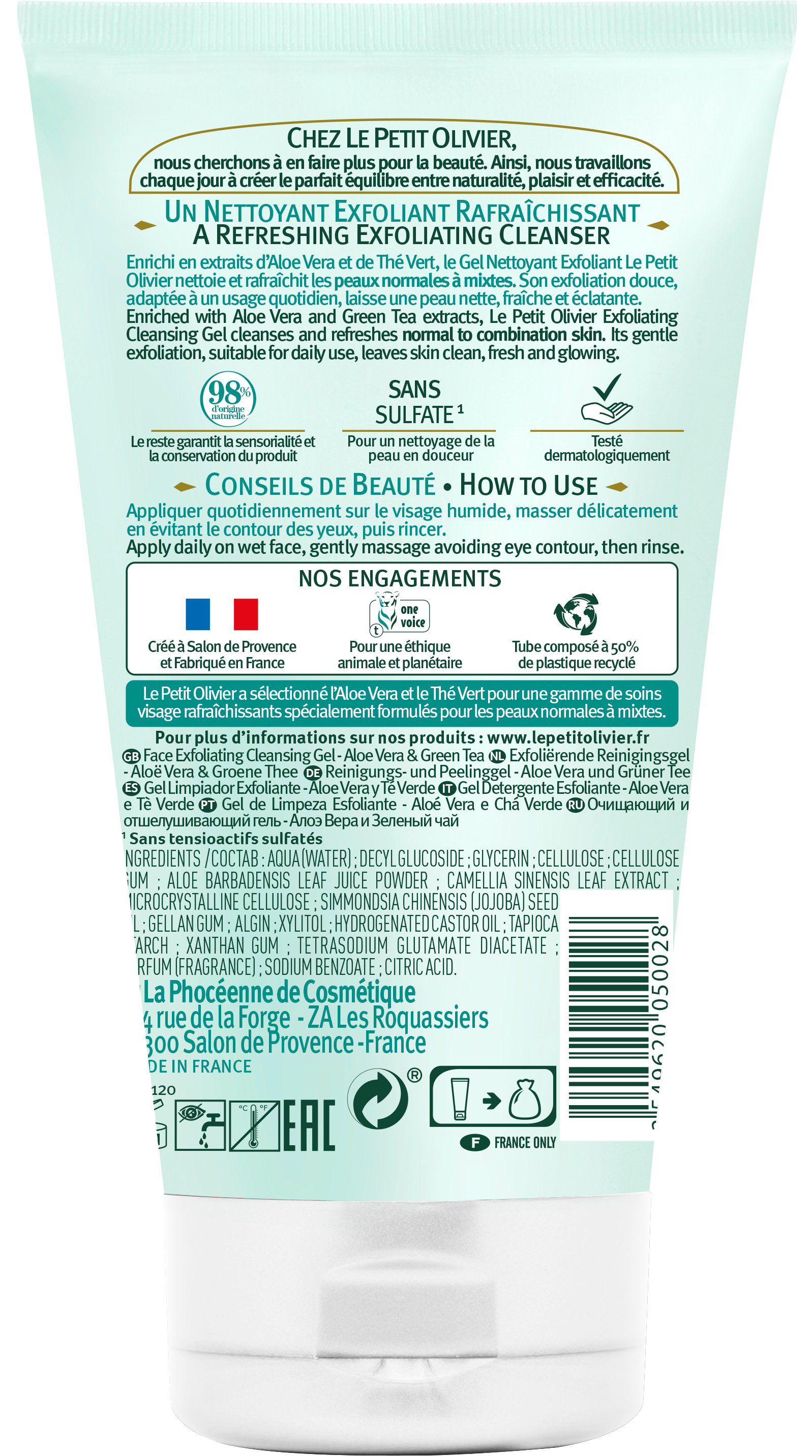 LE PETIT OLIVIER Waschpeeling<br>150 ml, Tube, Aloe Vera & Grüntee