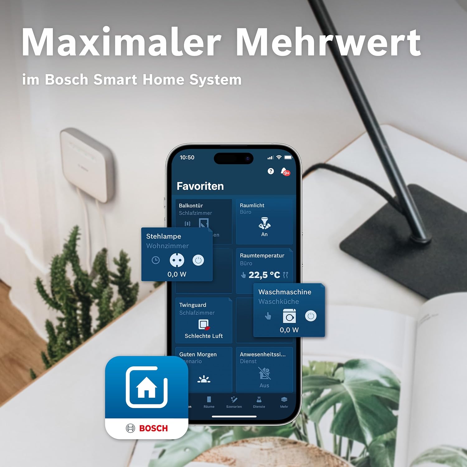 Bosch Smart Home Zwischenstecker kompakt [+M], smarte WLAN Steckdose, App steuerbar mit Energiesparfunktion, Nutzung im Bosch Smart Home System oder herstellerübergreifend in Matter Systemen, 4er-Set