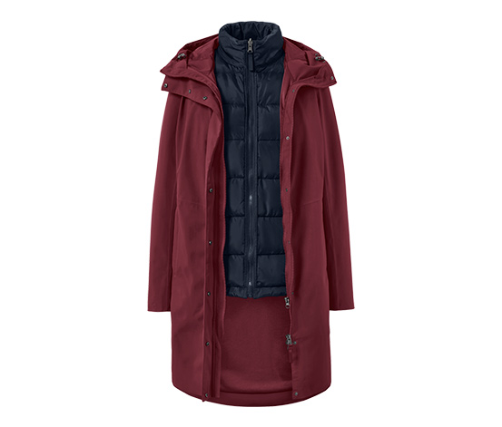3-in-1-Outdoormantel mit Weste, rot