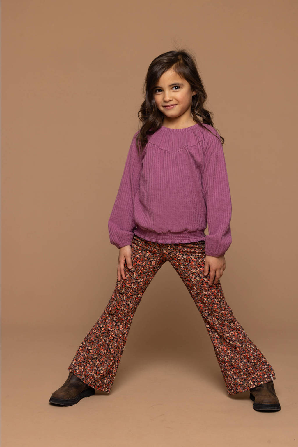 LOOXS gebloemde flared broek oranje