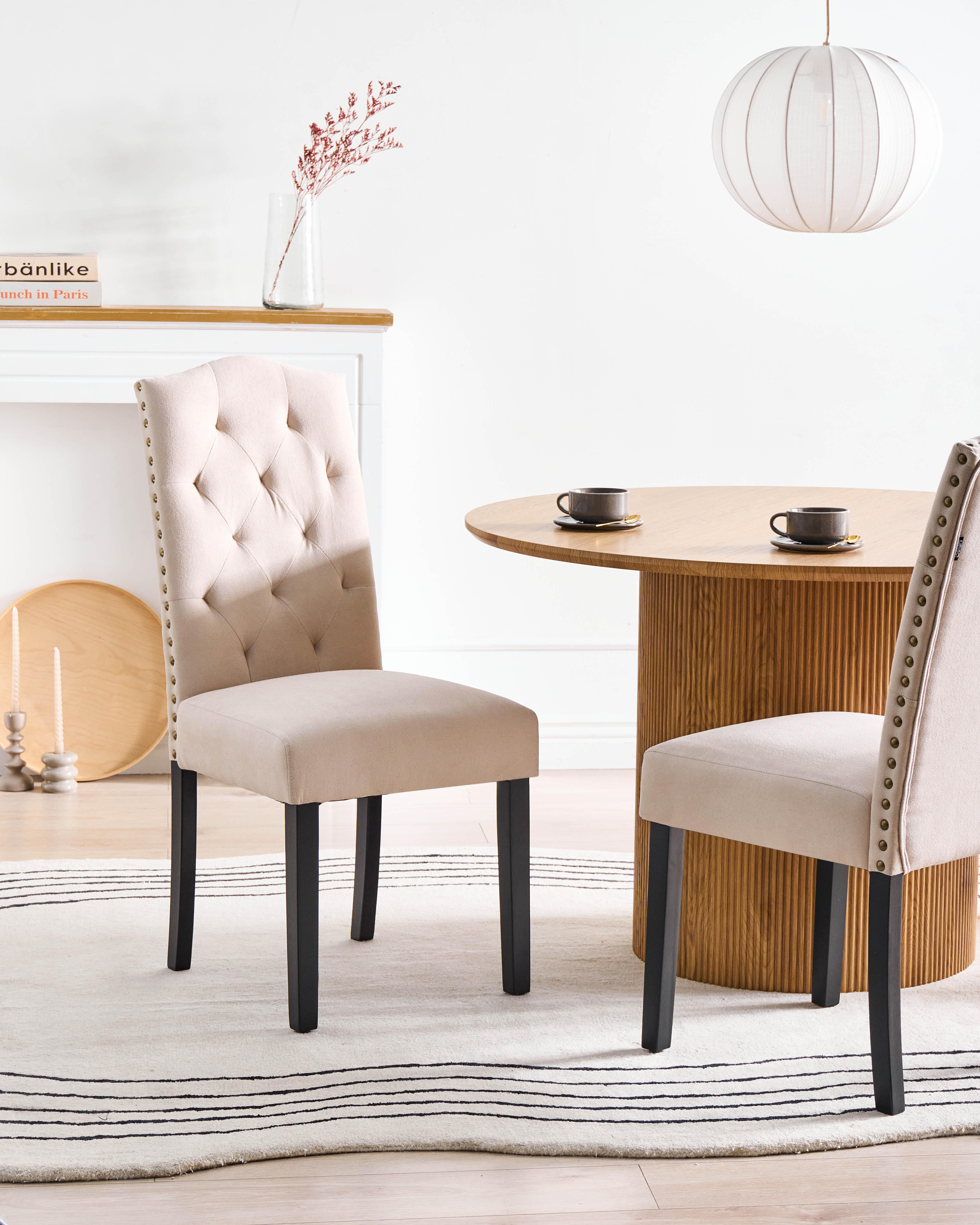 Set van 2 eetkamerstoelen SHIRLEY Stof Lichtbeige