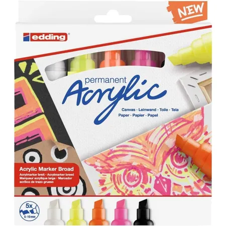edding 5000 acrylic marker broad set of 5 assorted neon