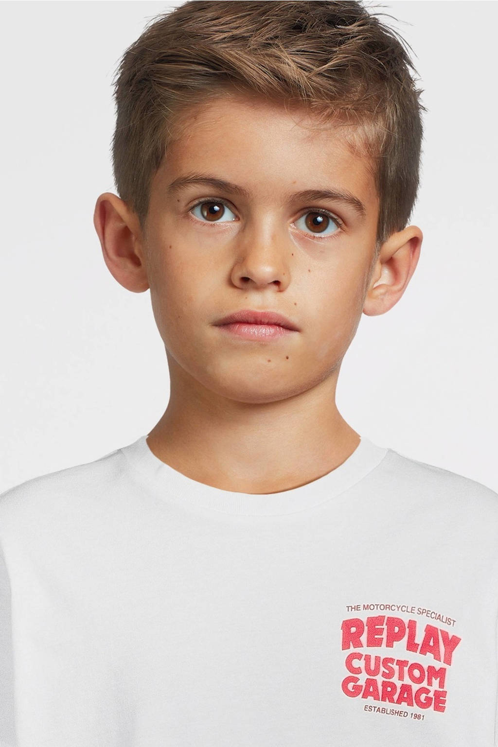 REPLAY T-shirt met tekst wit