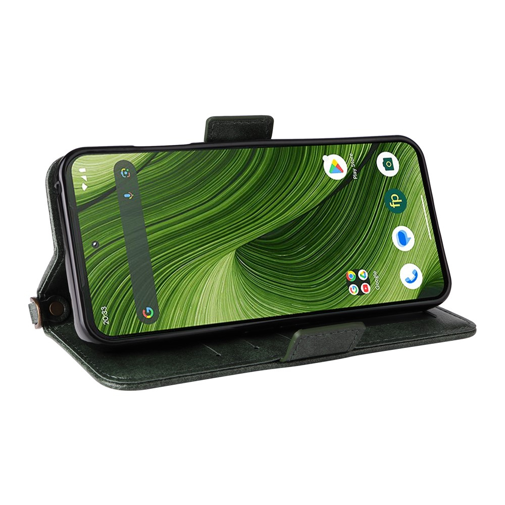 Fairphone 6 Necklace Leder Tasche Flip Cover mit Druckknopfverschluss - Schwarz