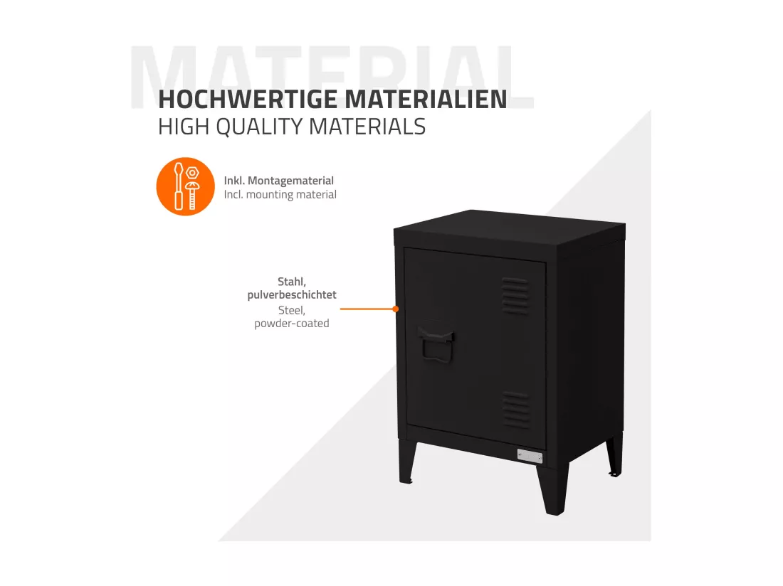 Armoire de classement noir en acier 40x30x57,5cm table de chevet stockage outils