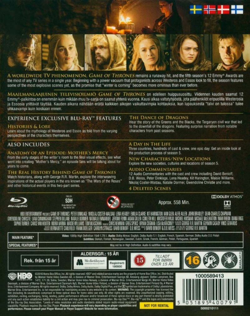 Game Of Thrones - Sæson 5 - HBO - Blu-Ray