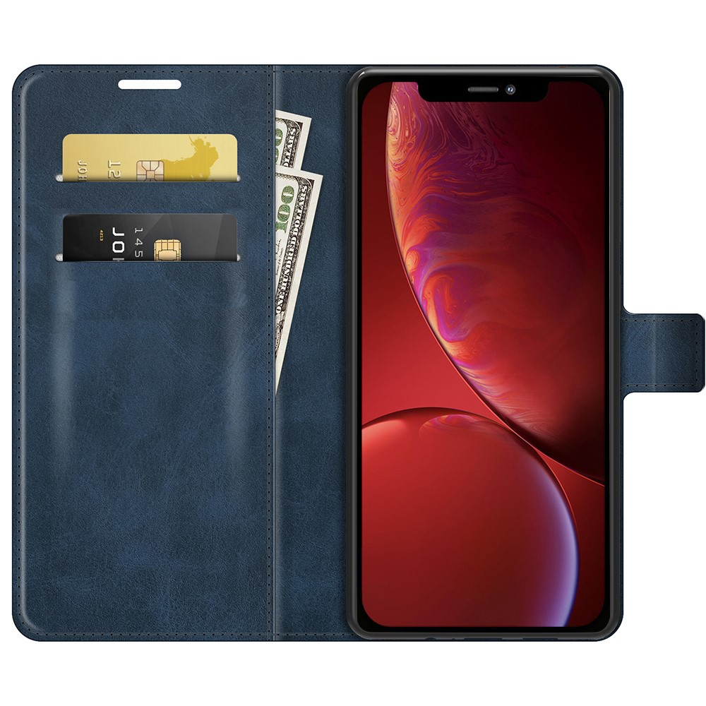 iPhone 13 Pro Vintage Leder Tasche Flip Cover mit Kartenfächer - Dunkelblau