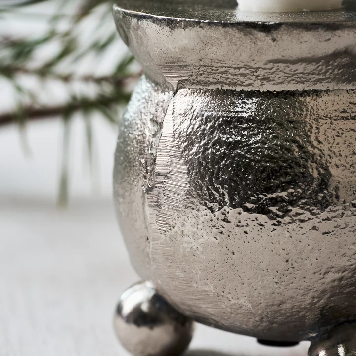 House Doctor - Classic Kerzenständer, H 6 cm, antik-silber