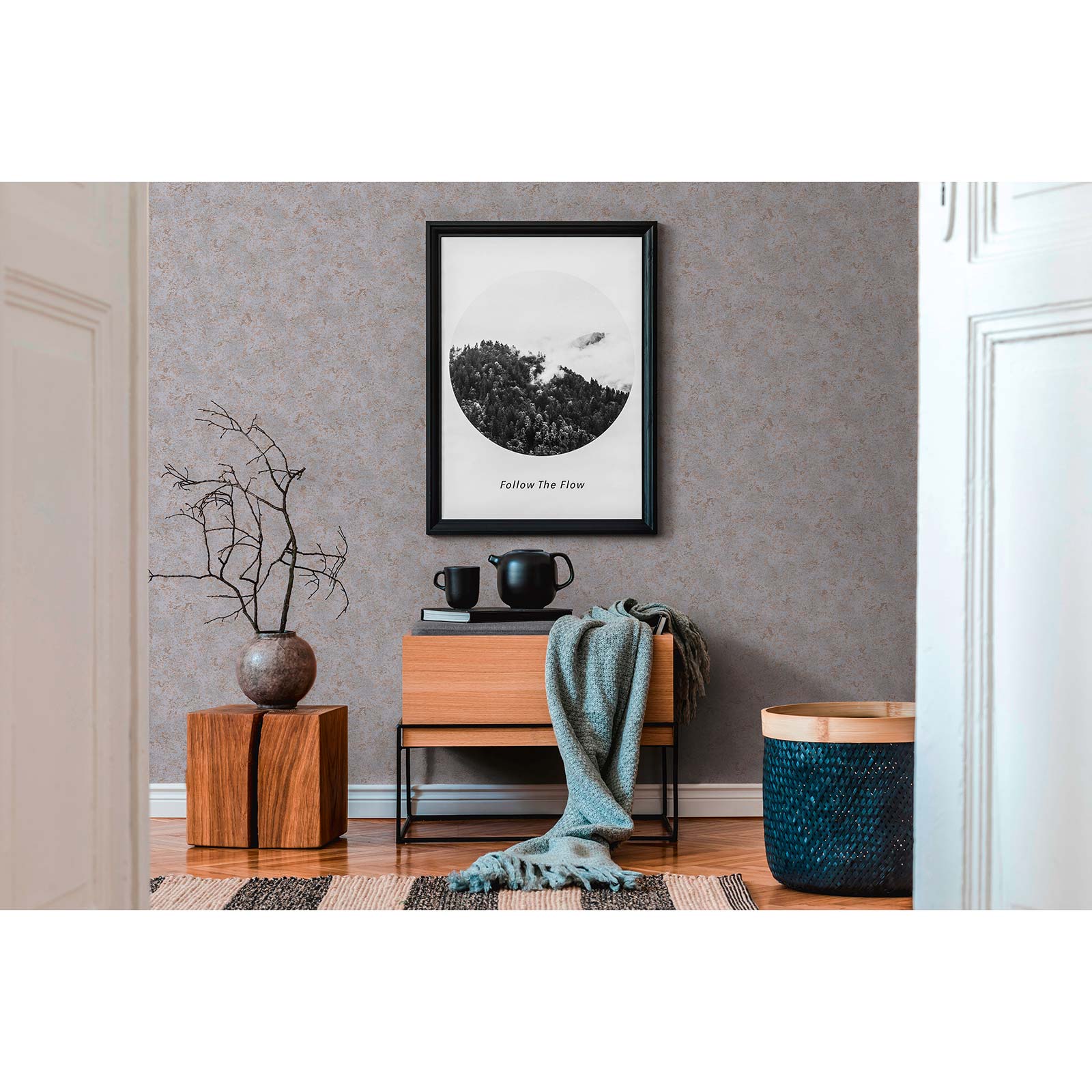 Vliestapete - grau-braun - Metallics meliert - 10 Meter