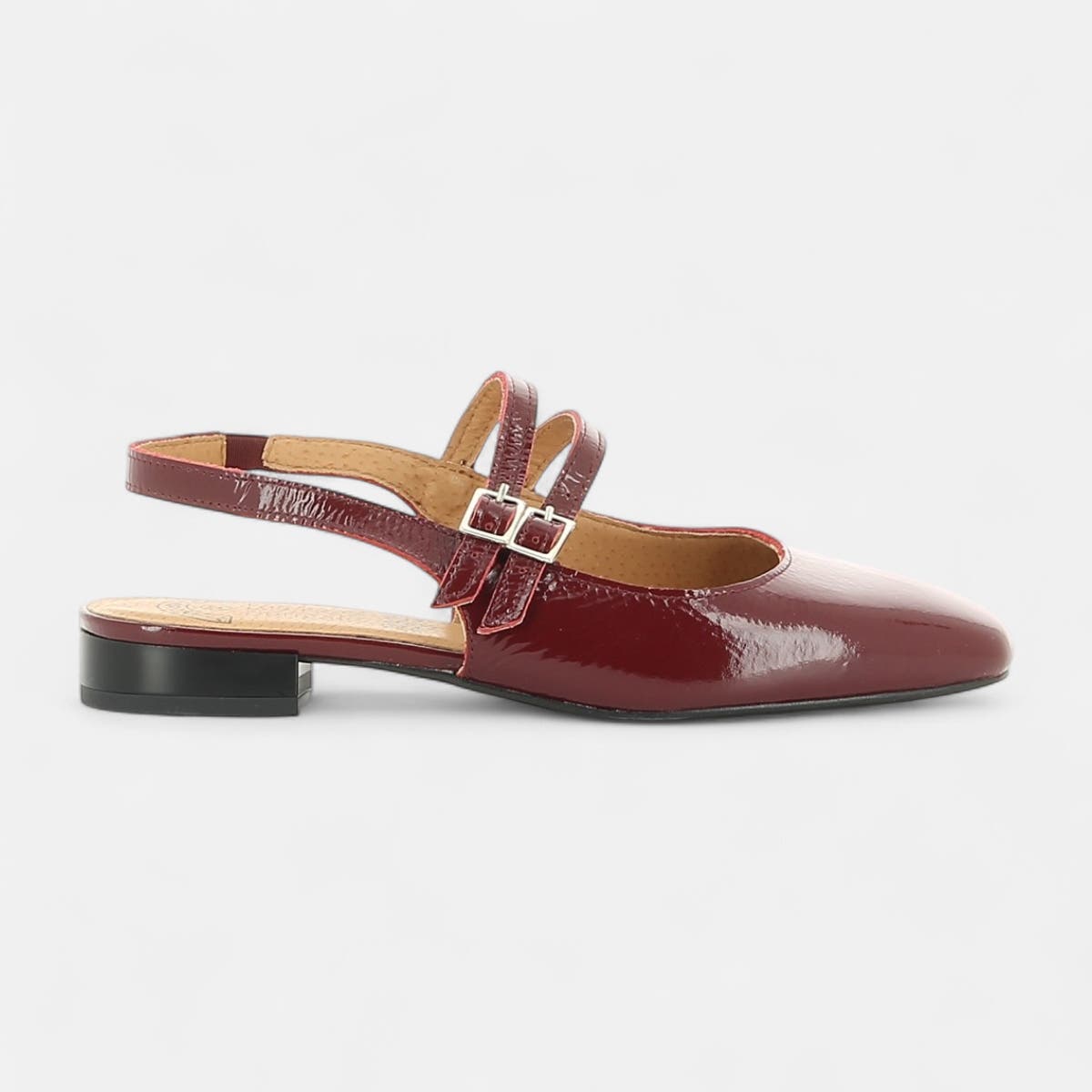 Escarpins avec bride arrière Femme en cuir bordeaux