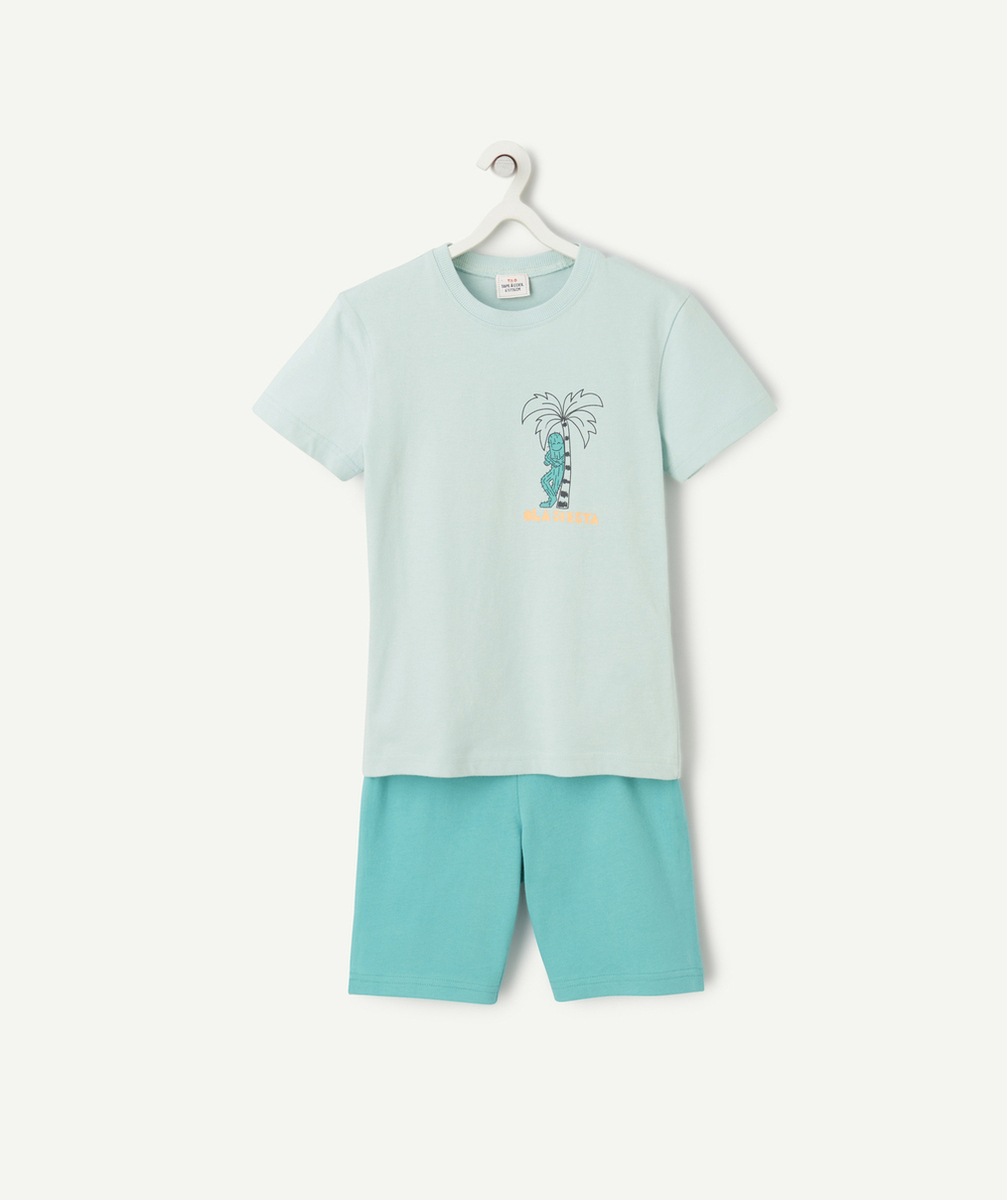 pyjama manches courtes garçon en coton bio vert thème siesta