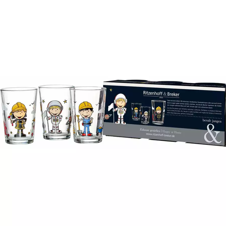 Ritzenhoff & Breker GmbH & Co. KG Kindergläser Berufe Jungen 205 ml 3er Set bunt